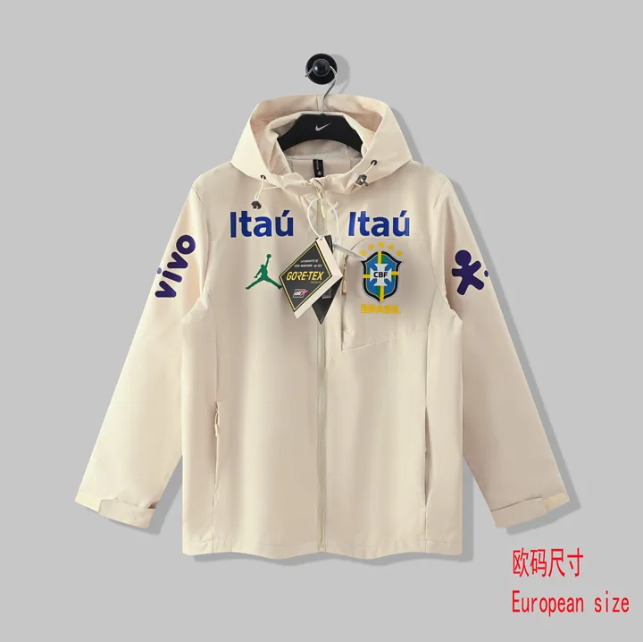 View 4 of Jordan Brazil Off White Hooded Windbreaker Jacket