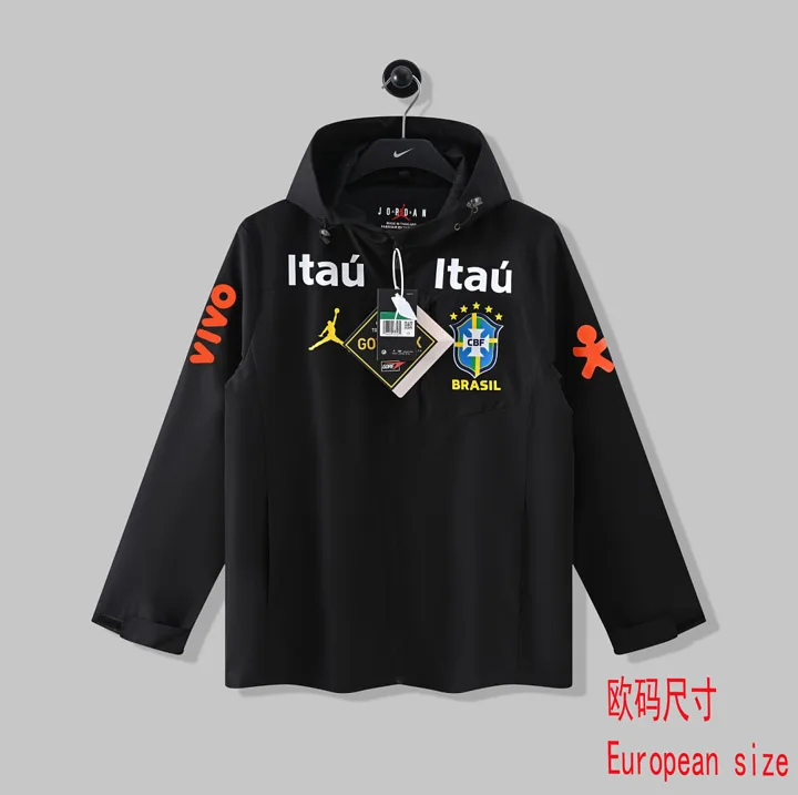 View 4 of Jordan Brazil Black Hooded Windbreaker Jacket