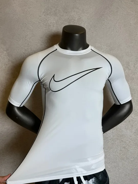 View 2 of White Short Sleeve Compression Shirt · Style 001