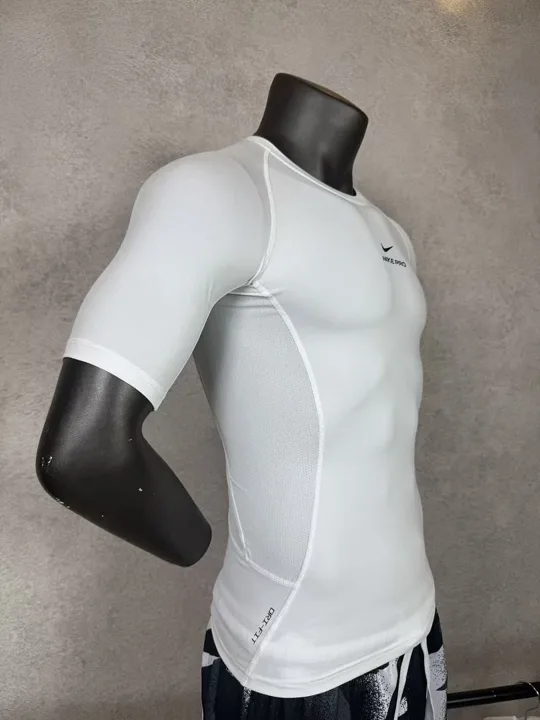View 3 of White Short Sleeve Compression Shirt · Style 005