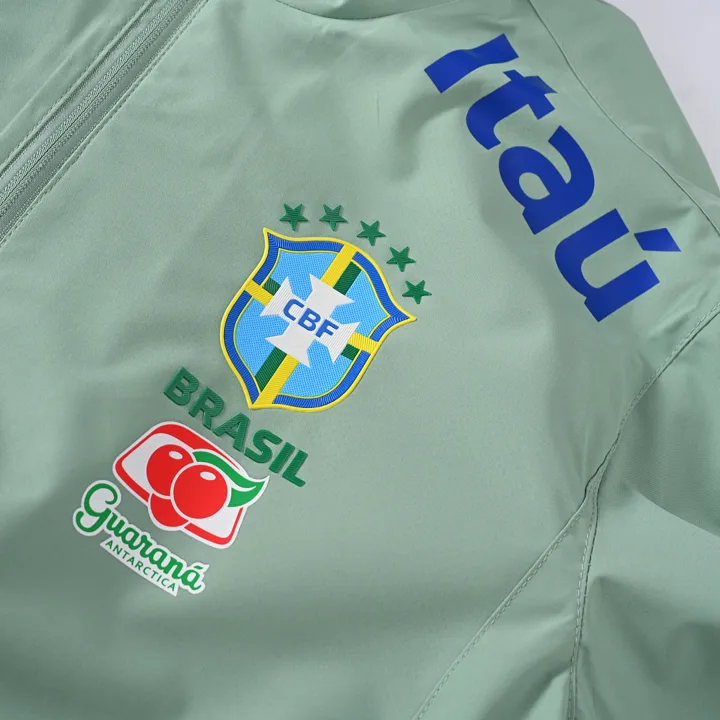 View 3 of Nike Brazil Green Stand Collar Windbreaker Jacket