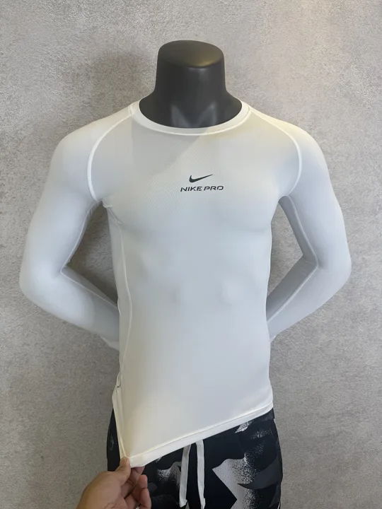 View 4 of White Long Sleeve Compression Shirt · Style 101-4