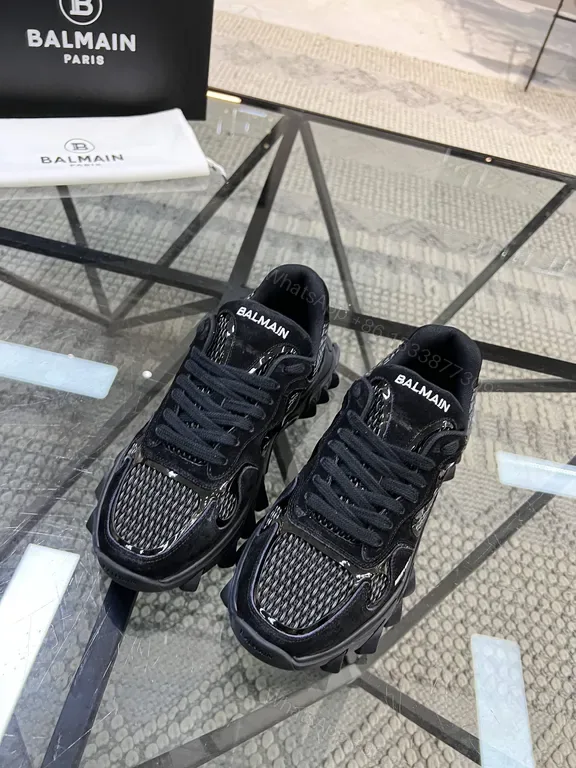 View 1 of Textured Black Balmain High-Top Sneakers: All-Day Comfort