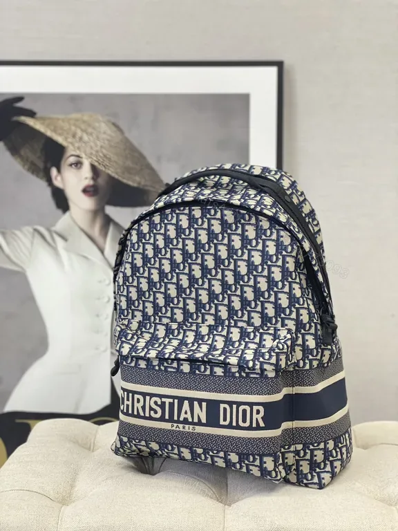 View 1 of Navy Dior Monogram Backpack: Luxe Everyday Carry