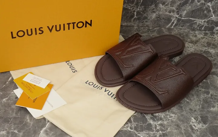 View 1 of Brown Leather Slide Sandals – All-Day Comfort, Subtle Luxury