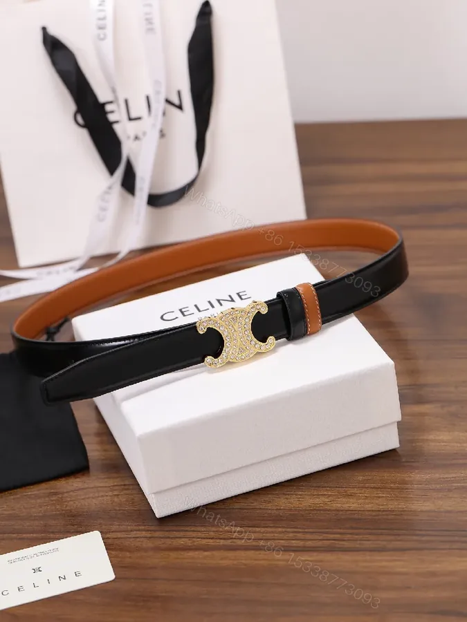 View 1 of Black Leather Belt with Gold Crystal Clasp Belt
