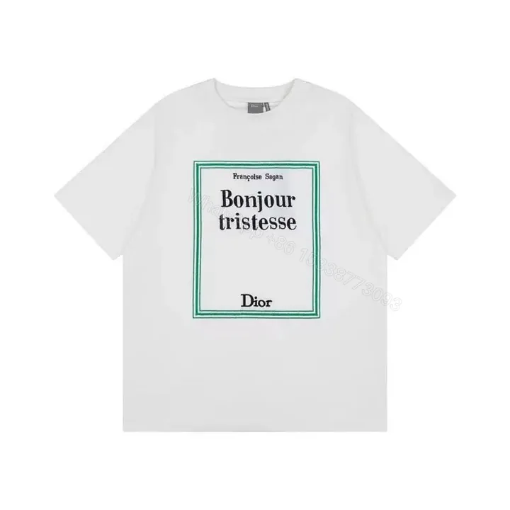 View 1 of Bonjour Tristesse Tee: Designer-Inspired Graphic, White, Boxy Fit