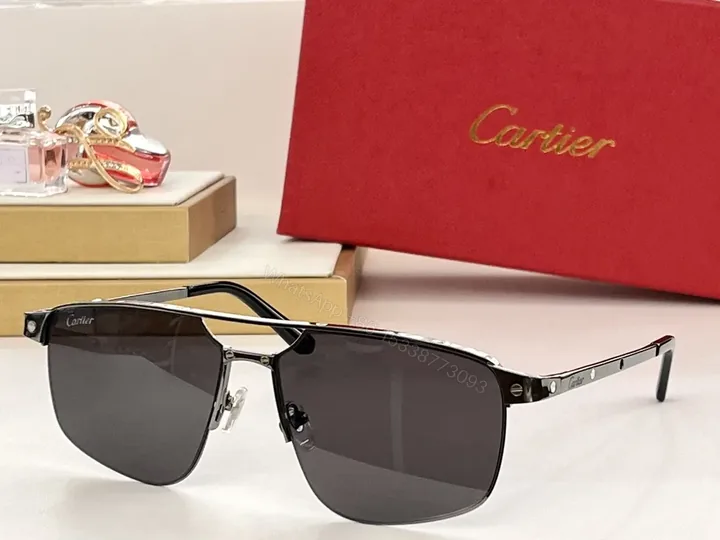 View 1 of Charcoal Cartier Metal Sunglasses: UV400, Polarized, Luxury Style