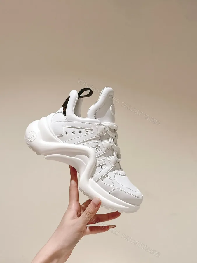 View 1 of LV Women White Leather Chunky Sneakers