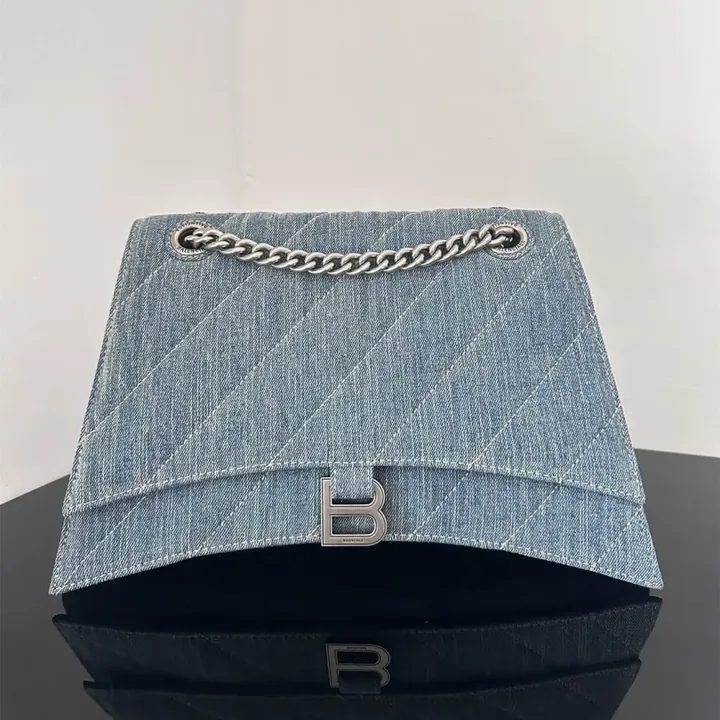 View 1 of 高仿Balenciaga*Crush系列沙漏包牛仔藍S