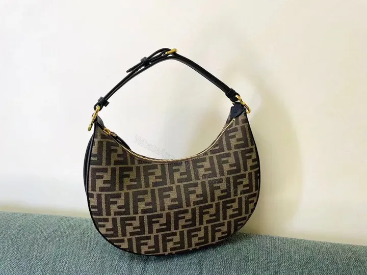 View 1 of Bold Logo Hobo Bag: Monogramed Leather & Canvas, Gold Accents