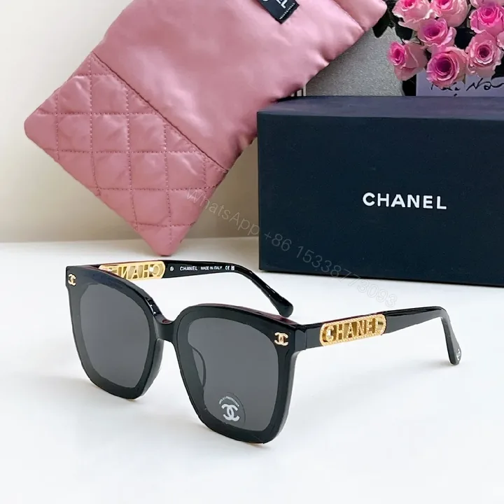 View 1 of Oversized Black Acetate Sunglasses: Luxe Chanel-Inspired Statement