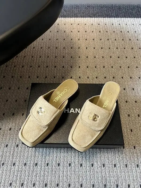 View 1 of Open-Front Suede Mules + Iconic Hardware + Casual Luxe Shoes