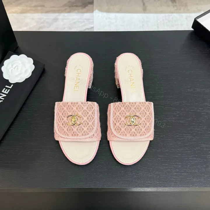 View 1 of Pink Embellished Slide + Jacquard Upper + Luxury Casual + All-Day Comfort + Slide