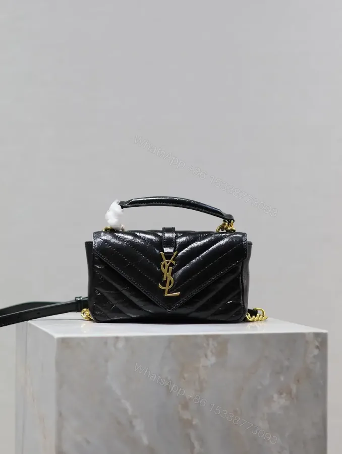 View 1 of Quilted Black Calfskin Crossbody, Luxe Chevron, Compact Carryall