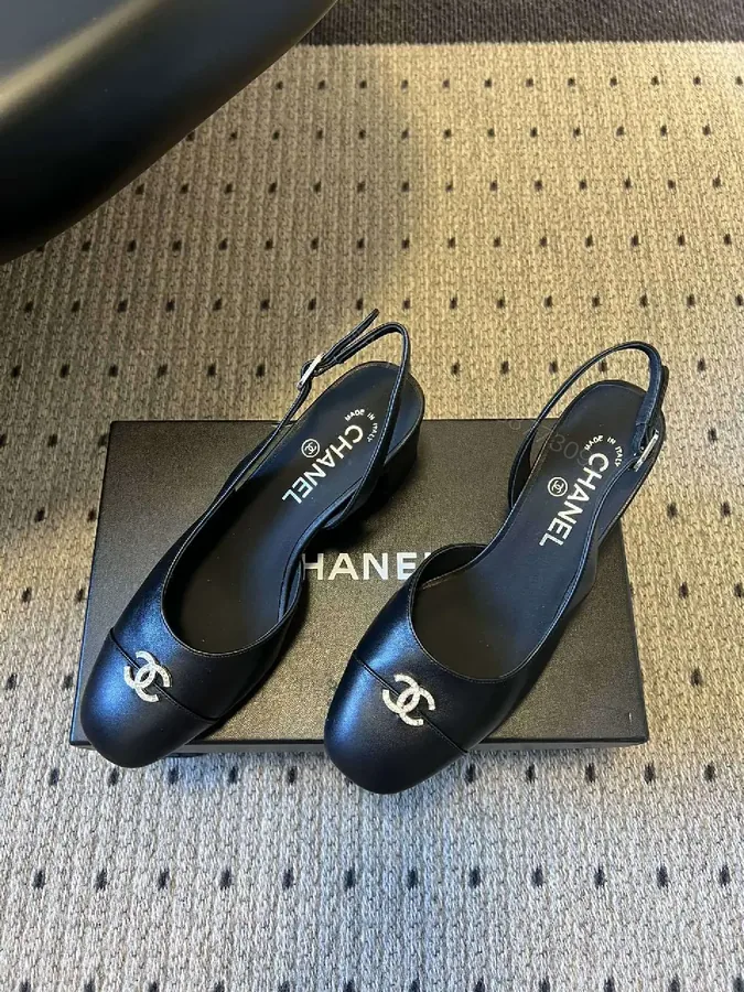 View 1 of Blue Leather Slingback Flats | Luxe Comfort, Icon Logo Detail