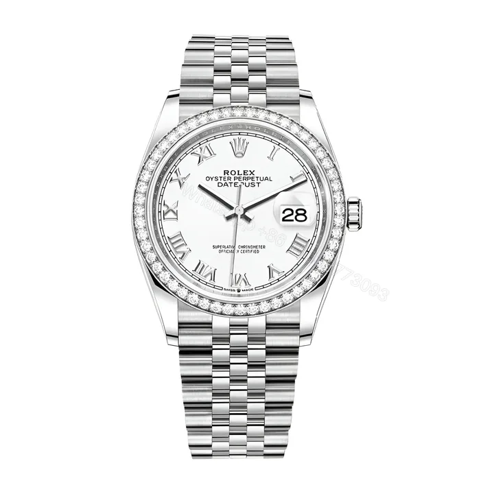 View 1 of Rolex Datejust 36 126284RBR-0018 White Roman Dial Jubilee Replica
