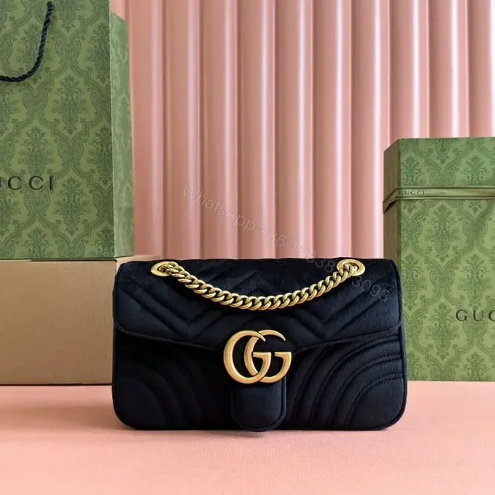 View 1 of GUCCI 26S GG MARMONT MATELASSE 26 IN BLACK VELVET