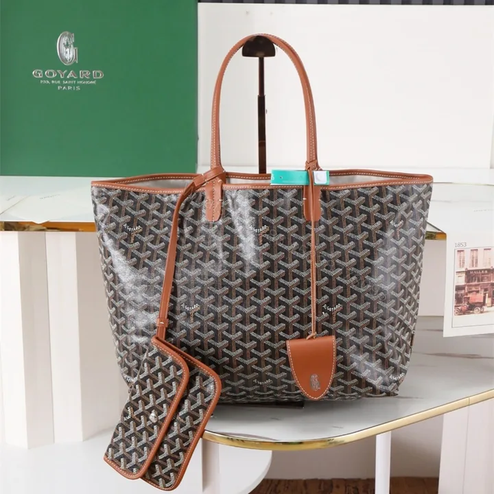 View 1 of 高仿Goyard*STLOUIP1滿印Tote手提袋棕色免檢版小號