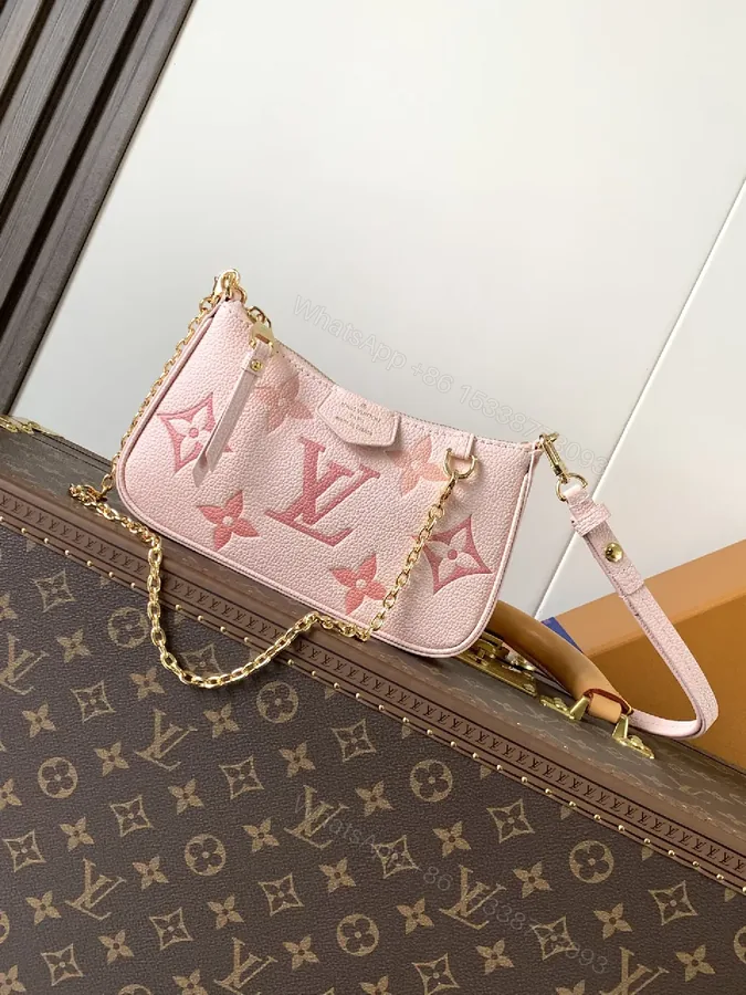 View 1 of Pink Textured Mini Crossbody: Chain Detail, Luxe Casual Style