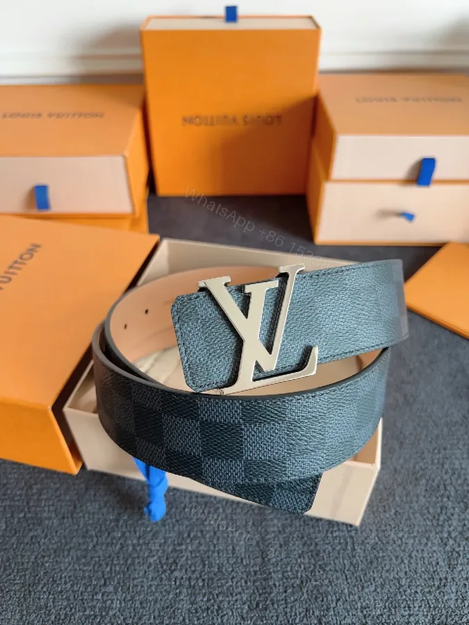 View 1 of Luxure Logic LV-Inspired Checkered Texture Belt – Premium Leather