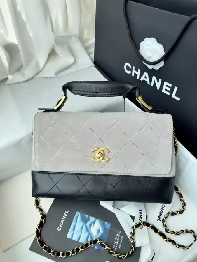 View 1 of Two-Tone Quilted Mini Bag – Elegant City Luxe, Crossbody Ready
