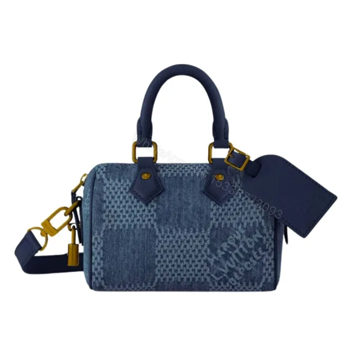 View 1 of Louis Vuitton Speedy 18 Bandoulière Denim Blue 18Cm N00208