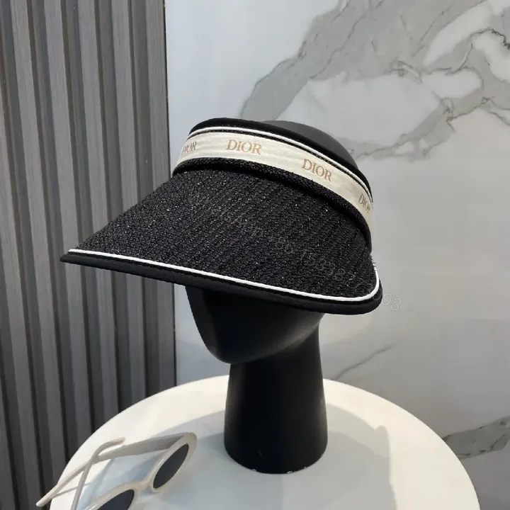 View 1 of Chic Black Visor Hat with Dior Band: Elevated Everyday Style