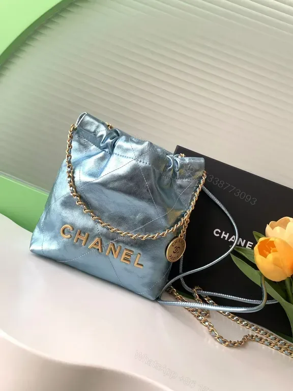 View 1 of Chanel-Inspired Metallic Quilted Chain Bag