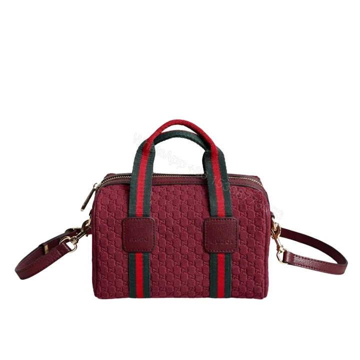 View 1 of Gucci Mini GG Handbag GG Canvas Dark Red 20Cm