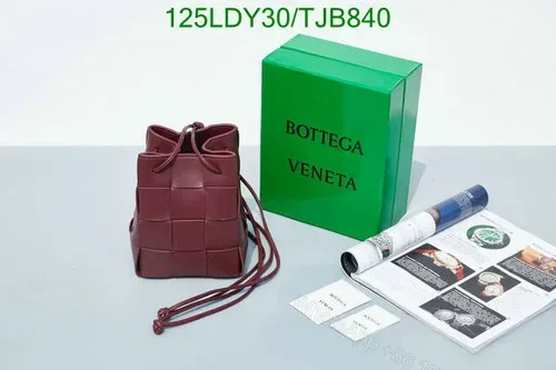 View 1 of Bottega Veneta Small Cross-Body Bucket Bag in Red BVF4722