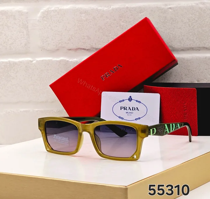 View 1 of Prada Square Polarized Black-Grey Tan Sunglasses