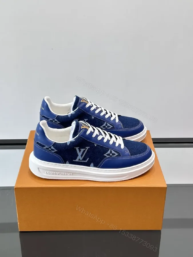 View 1 of Navy Denim Low-Top Sneakers: Luxe Street-Ready Comfort