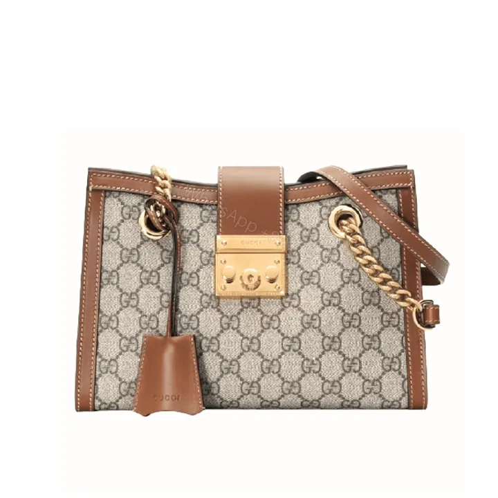 View 1 of Gucci Padlock Small Shoulder Bag Brown Gg Supreme 25Cm