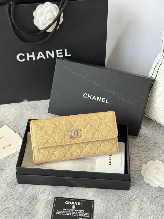 View 1 of Quilted Leather Wallet in Champagne — Chic Luxury, Everyday Utility