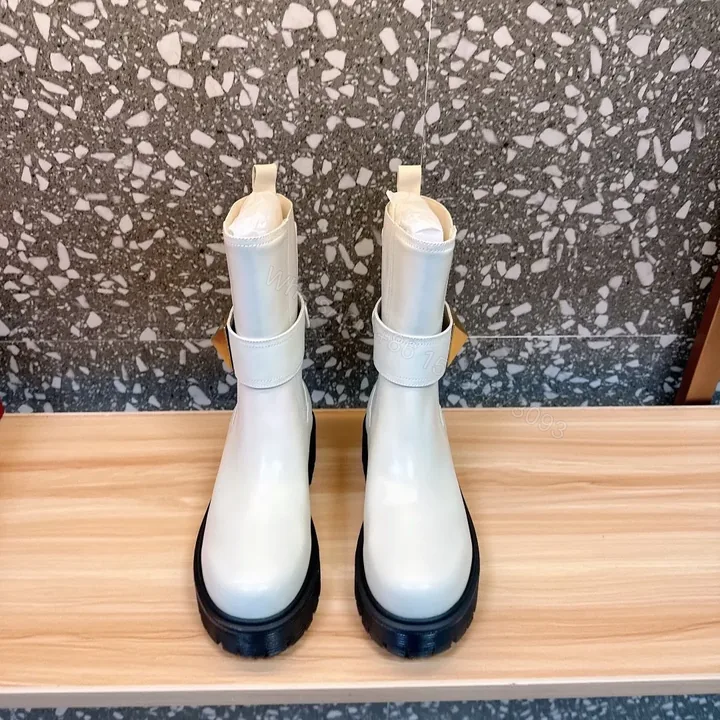 View 1 of Valentino Women White Leather Strap Boots