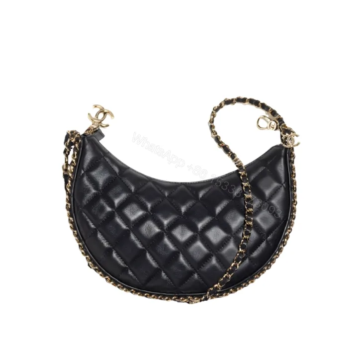 View 1 of Chanel Hobo Bag Shiny Gold Metal Black 20Cm