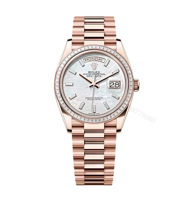 View 1 of Superclone Rolex Day-Date White Mother-of-Pearl Diamond Dial 128395tbr-0026 36 mm