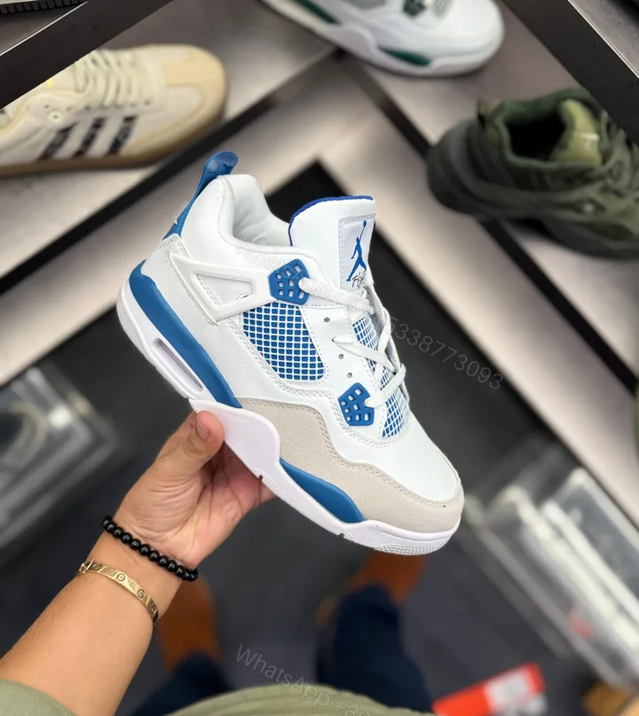 View 1 of FIRST COPY AIR JORDANS RETRO 4 MILITARY BLUE SHOES FOR MEN