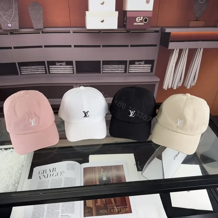 View 1 of Pastel Cotton Six-Panel Cap with LV Emblem Embroidery