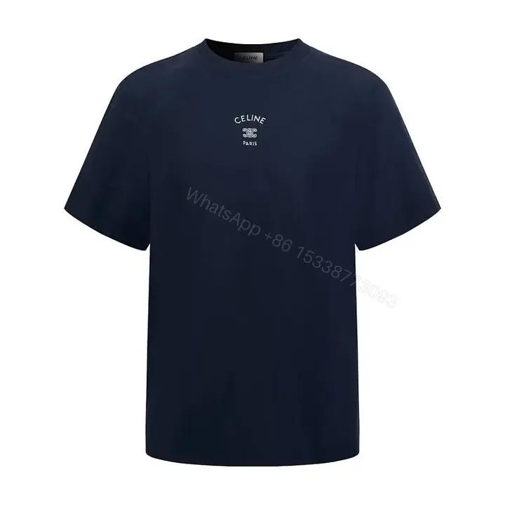View 1 of Navy Cotton T-Shirt Casual Logo Tee Classic Fit Tee