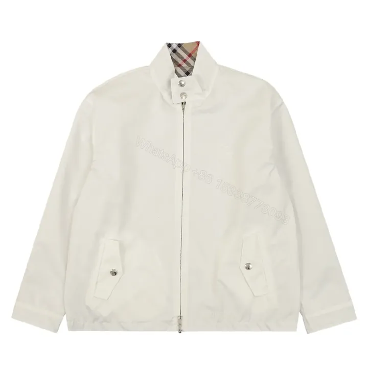 View 1 of Ivory Windbreaker: Minimalist Shell, Check Collar, Versatile Style