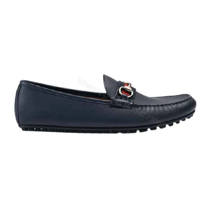 View 1 of GUCCI LEATHER DRIVER WITH WEB NAVY – LDG006