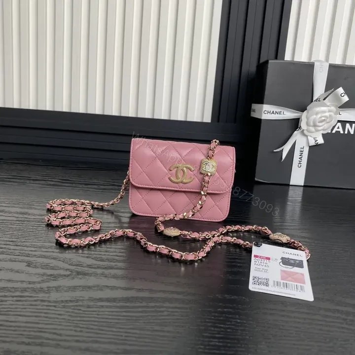 View 1 of Pink Quilted Chanel-Style Compact Bag: Everyday Luxe Edge