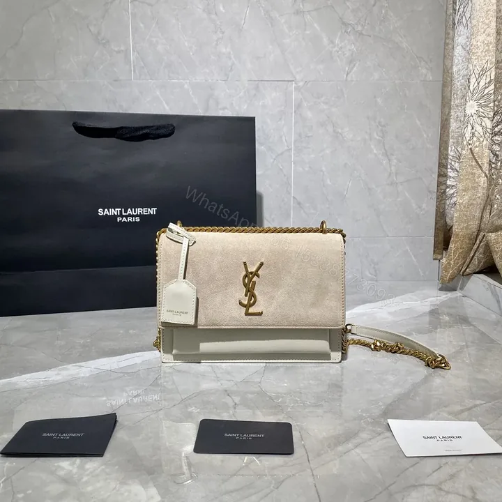 View 1 of Saint Laurent Sunset Shoulder Bag ‘Sea Salt’