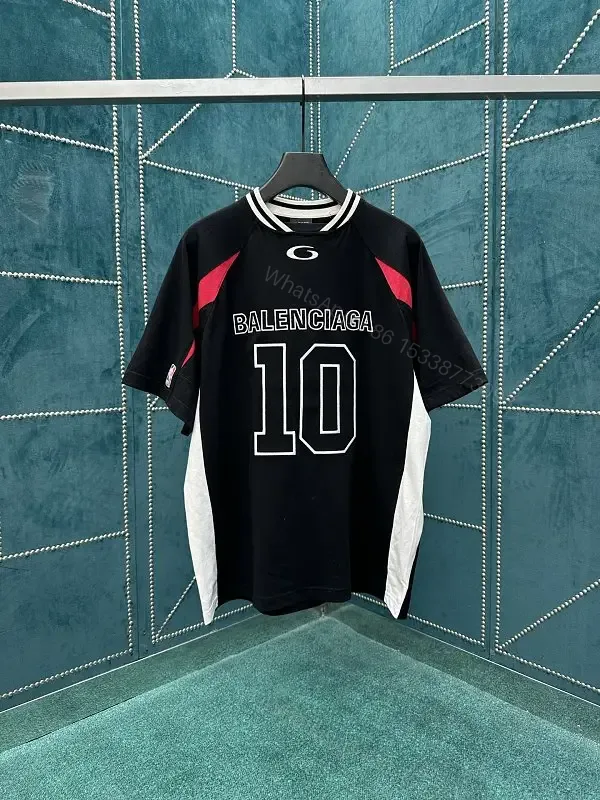 View 1 of Black Polyester Athletic Jersey Bold "BALENCIAGA" 10 T-Shirt