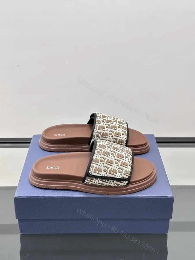 View 1 of Patterned Luxury Slide | Monogram Strap | Cushioned Footbed | All-Day Comfort Slide