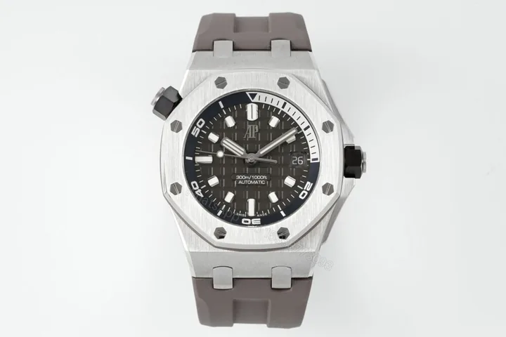 View 1 of Royal Oak Offshore Diver 15720 SS APSF 1:1 Best Edition Gray Dial on Gray Rubber Strap Super Clone