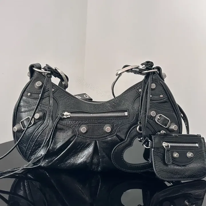 View 1 of 高仿Balenciaga*LeCagole朋克單肩包黑色S