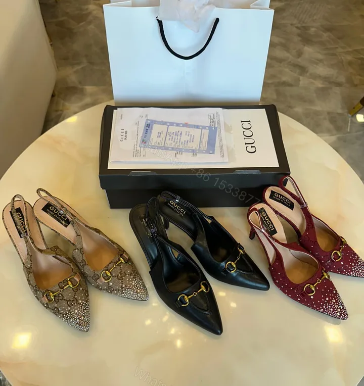 View 1 of FIRST COPY GUCCI LEATHER HEELS